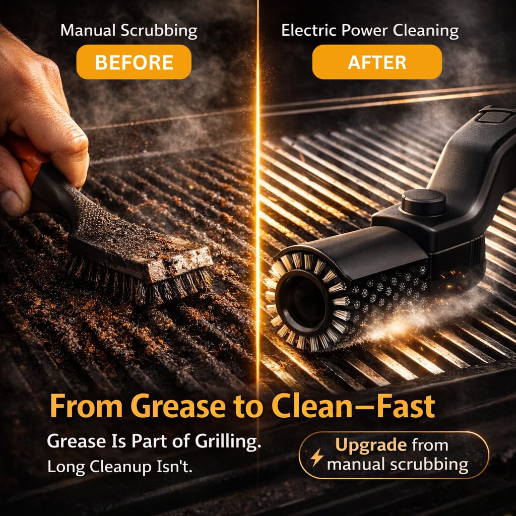 Electric Grill Cleaner – Rotary Power Brush for Outdoor Grills
