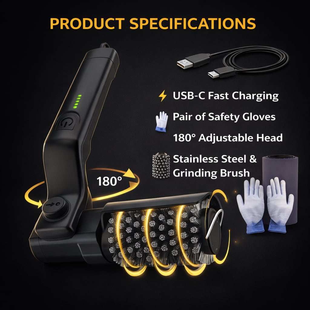 Electric Grill Cleaner – Rotary Power Brush for Outdoor Grills