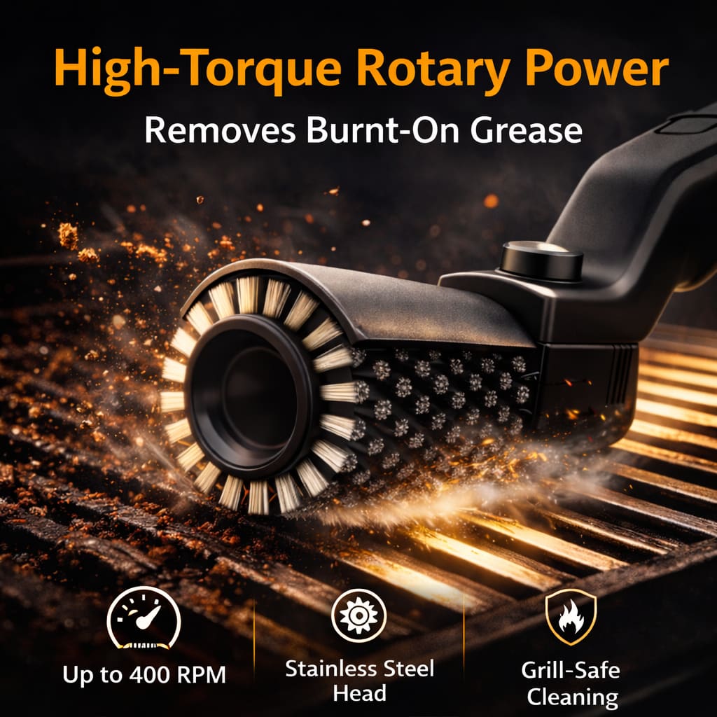 Electric Grill Cleaner – Rotary Power Brush for Outdoor Grills